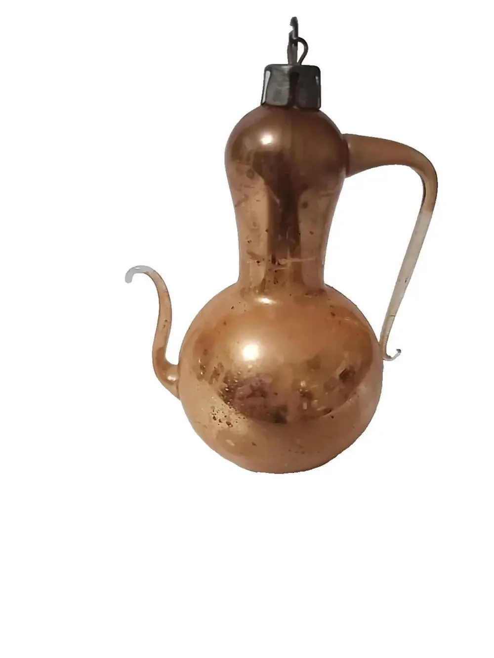 Vintage Mercury Glass Poland Teapot Ornament Paint Decoration  1960s [COPY]